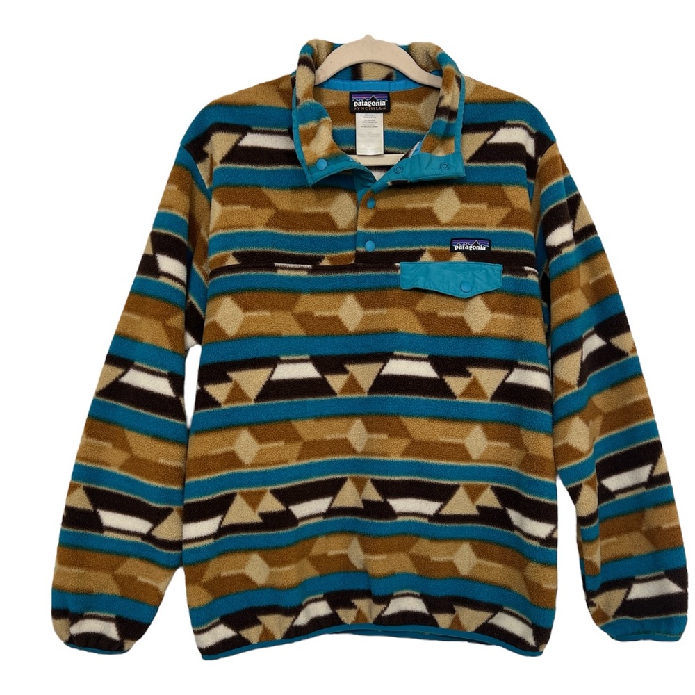 Patagonia Lightweight Synchilla Snap-T Fleece Pullover patterned Sweater Size L